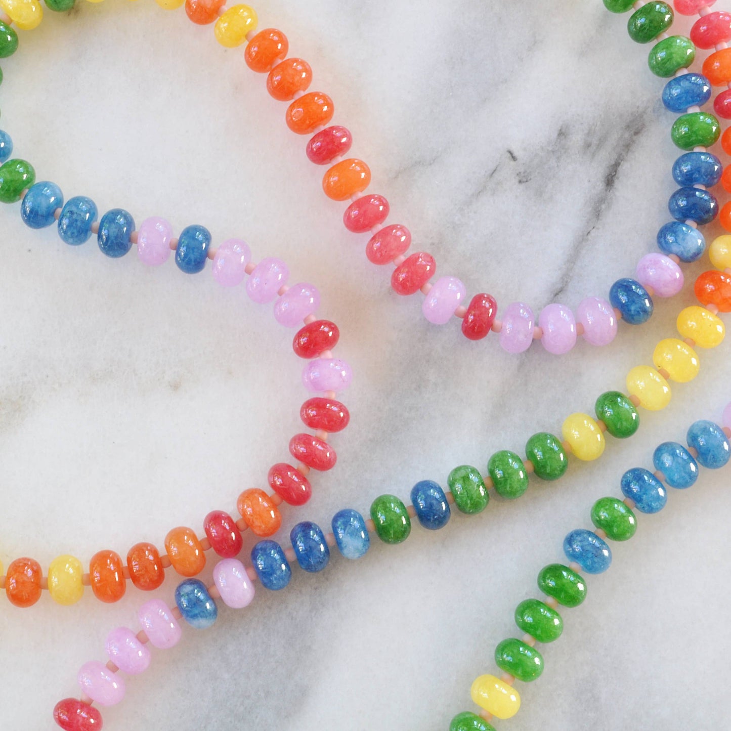 Rainbow Juice Gemstone Necklace with Smooth Rondelle Beads