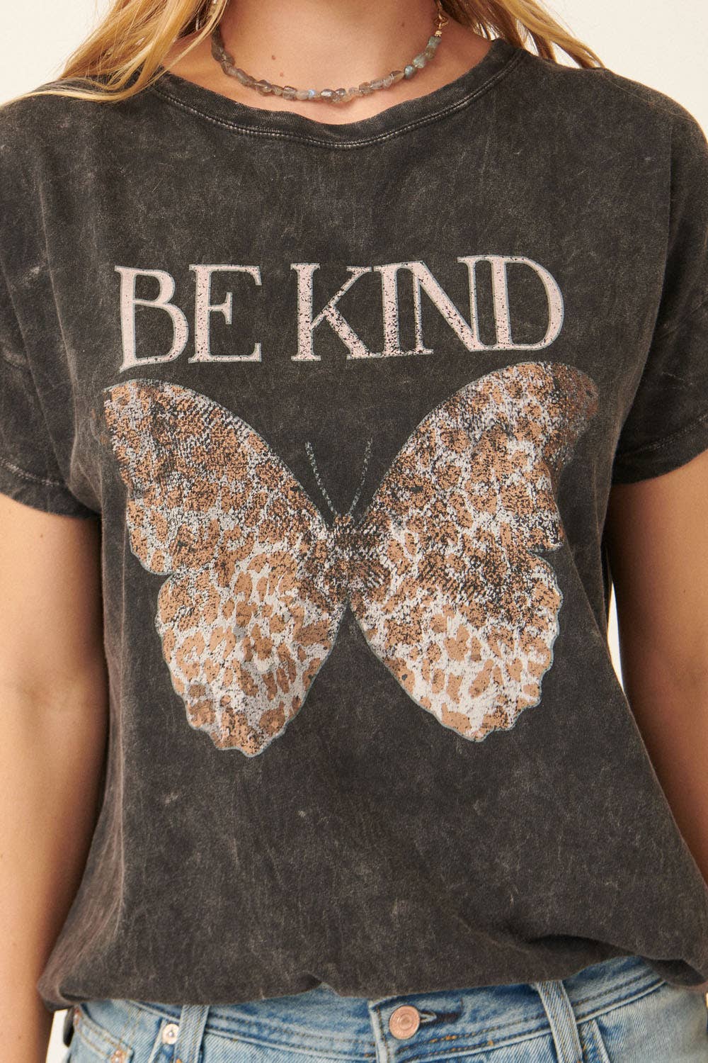 BE KIND Butterfly Mineral Washed Graphic Tee