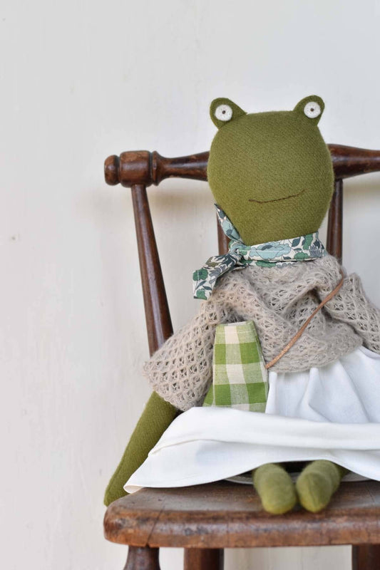 Fern the Frog doll- Oat Sweater with Morning Skirt