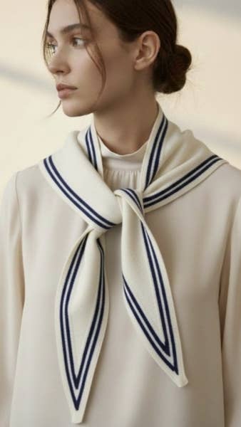 Contrast Border Knit Scarf
