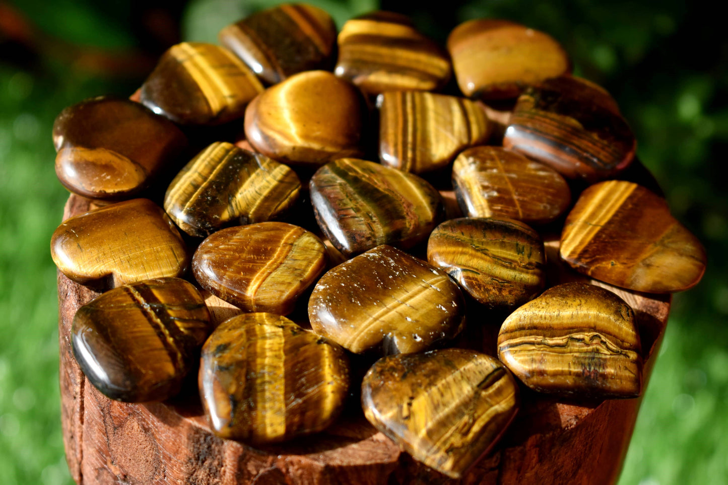 Tiger Eye for Grounding and Protection Puffy Mini Heart Crystal Pendant