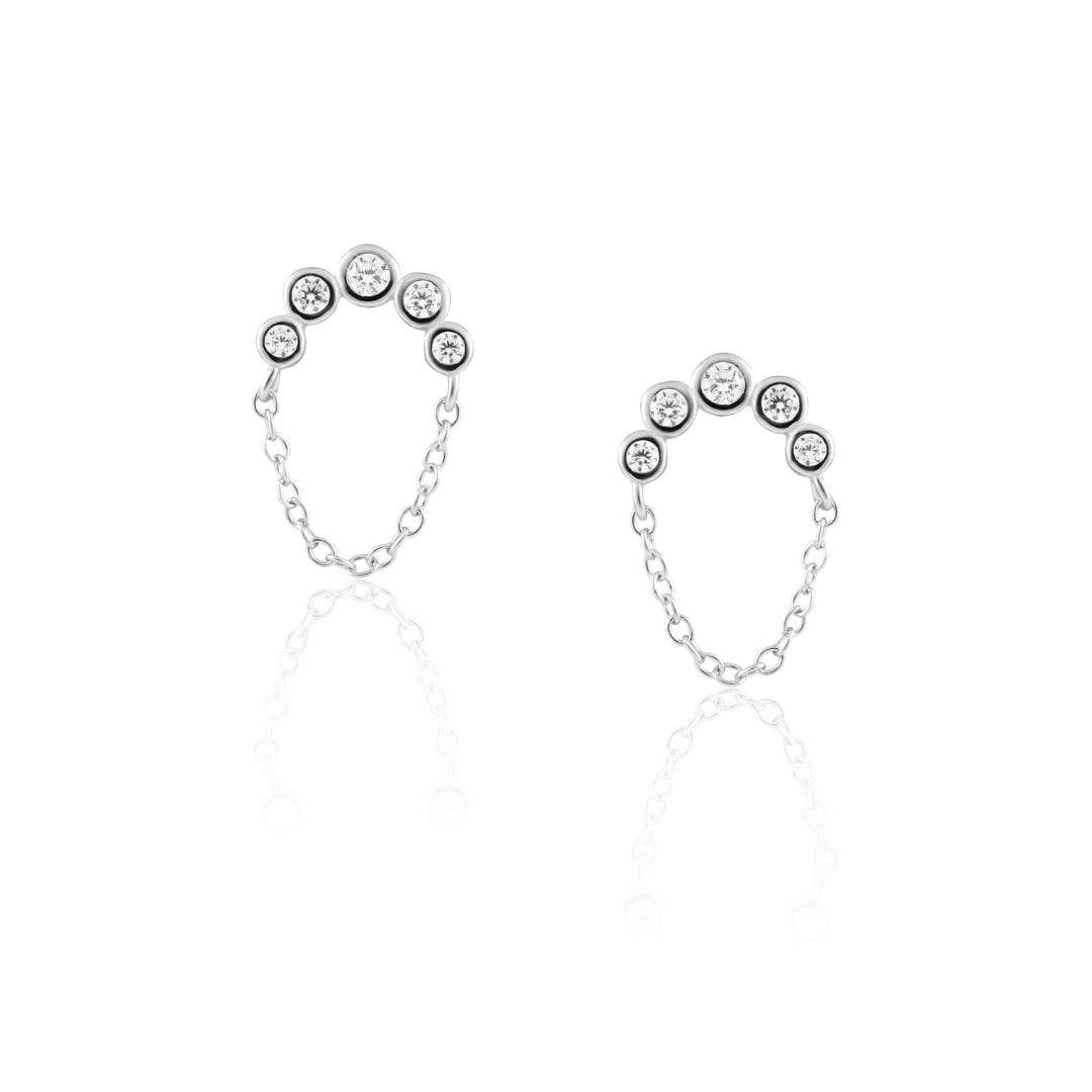 Crescent Chain CZ Studs