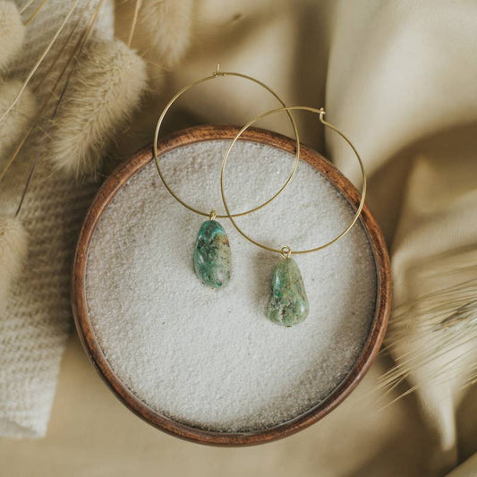 Turquoise Stone Hoops