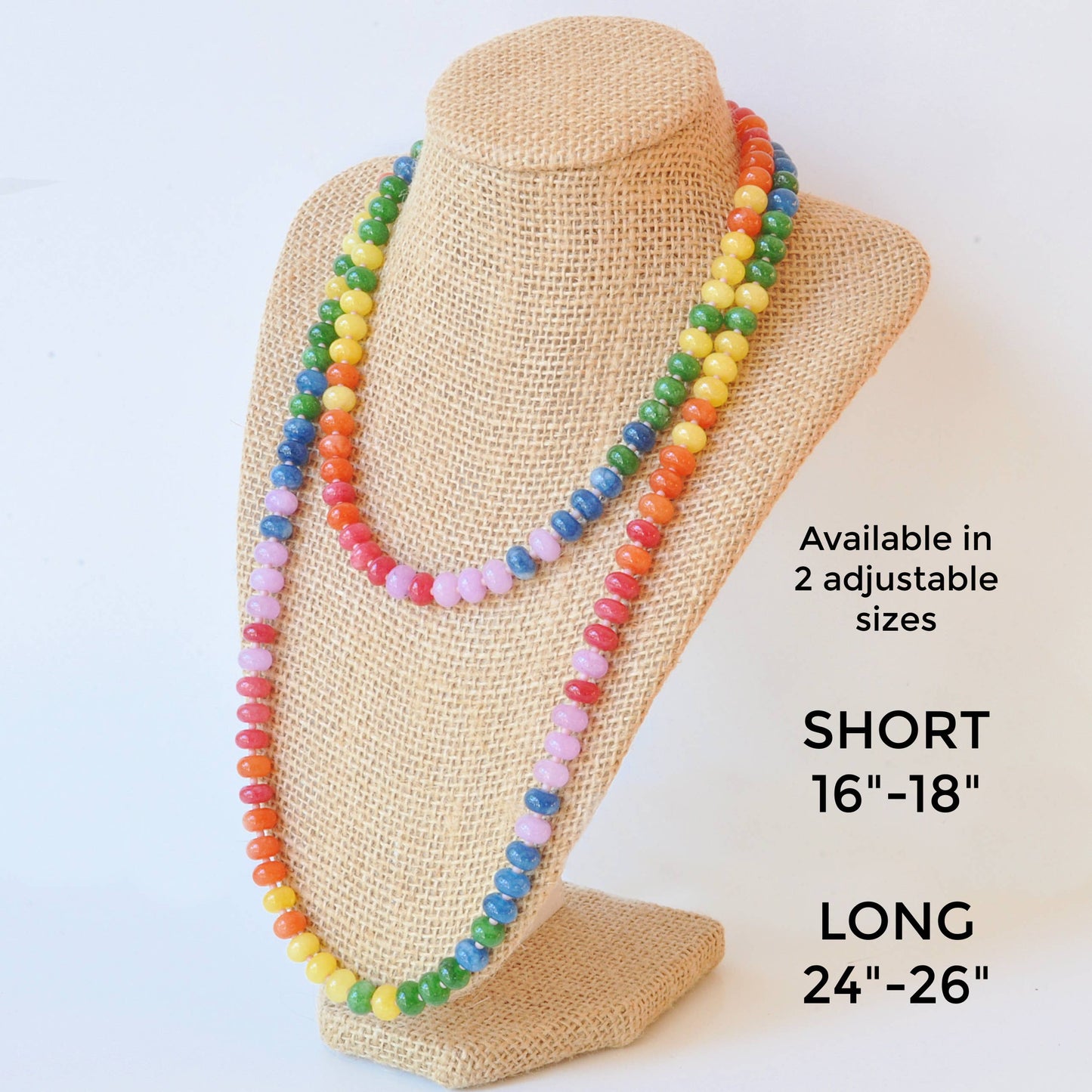 Rainbow Juice Gemstone Necklace with Smooth Rondelle Beads