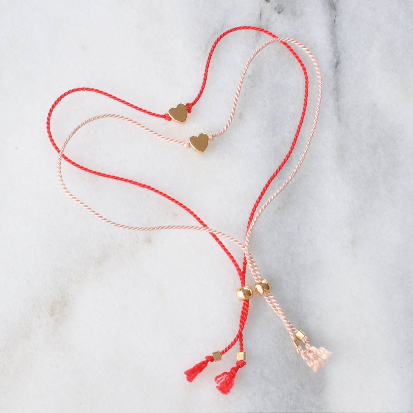 Delicate Valentine String Bracelets with Heart Charm