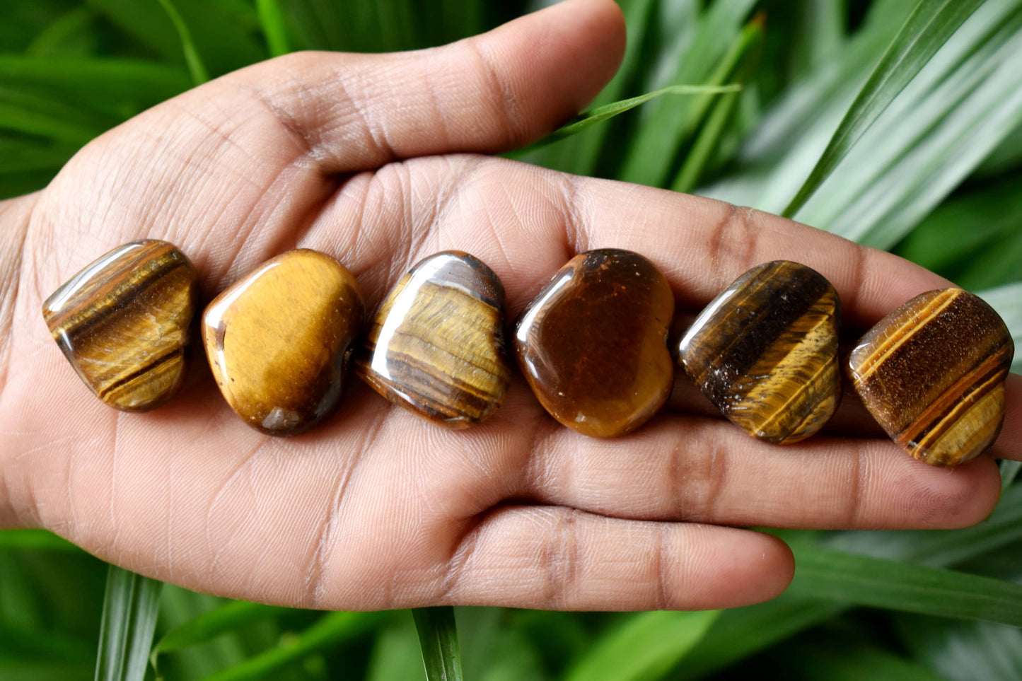 1" Tiger Eye Crystal Puffy Mini Hearts