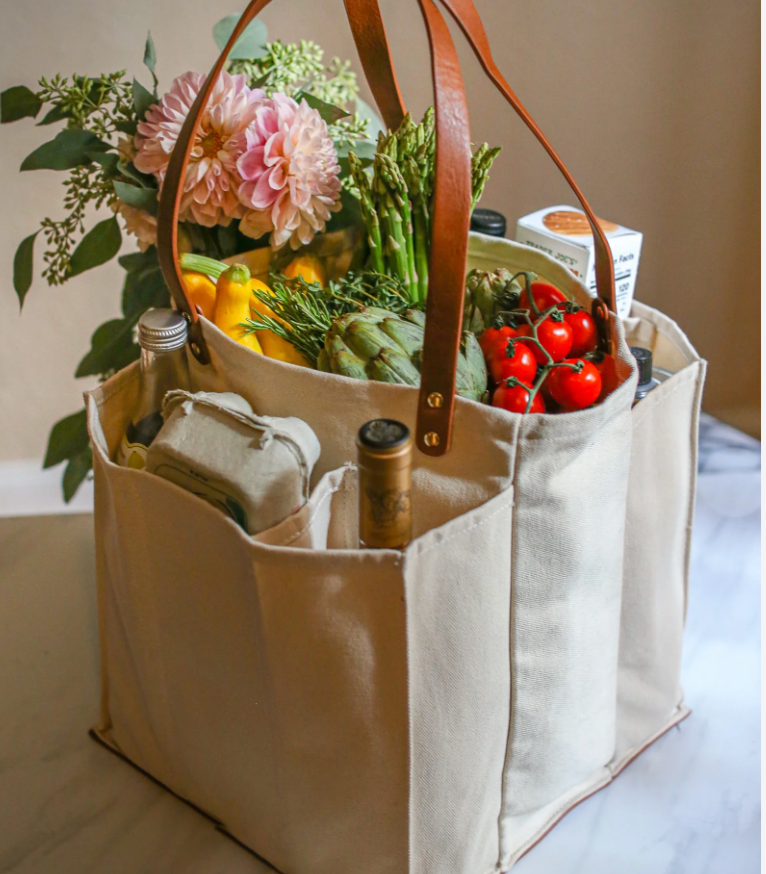 Heavy Canvas Tote Bag | Multi-Pocket Market Tote Bag