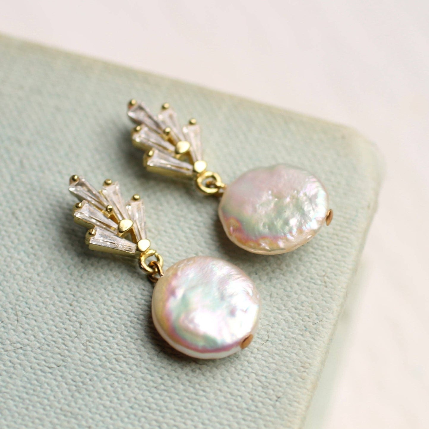 Art Deco Crystal Pearl Earrings