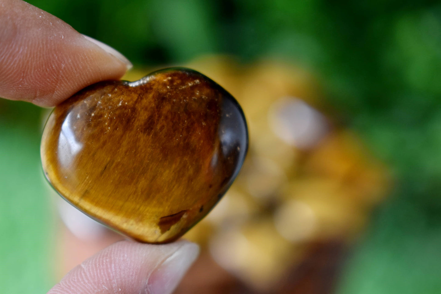 Tiger Eye for Grounding and Protection Puffy Mini Heart Crystal Pendant