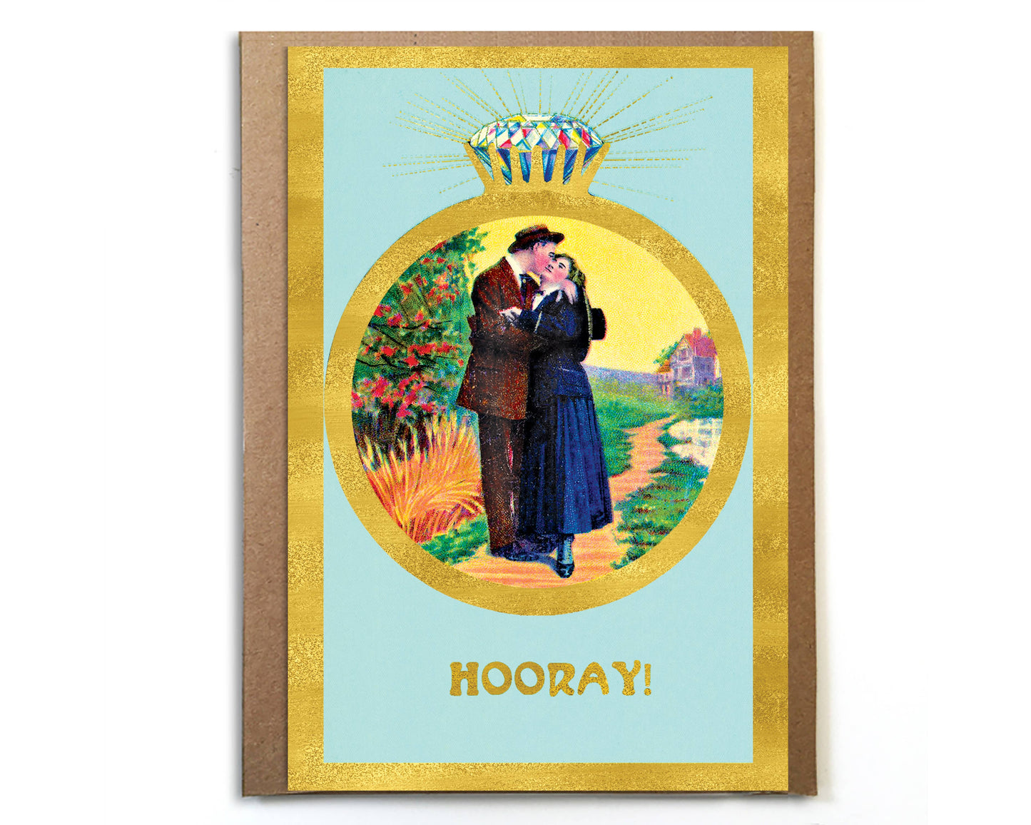 Unique Original Engagement or Wedding Card; Ring Hooray