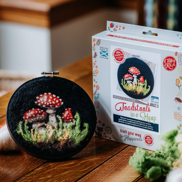 Toadstools in a Hoop Needle Felting Craft Kit