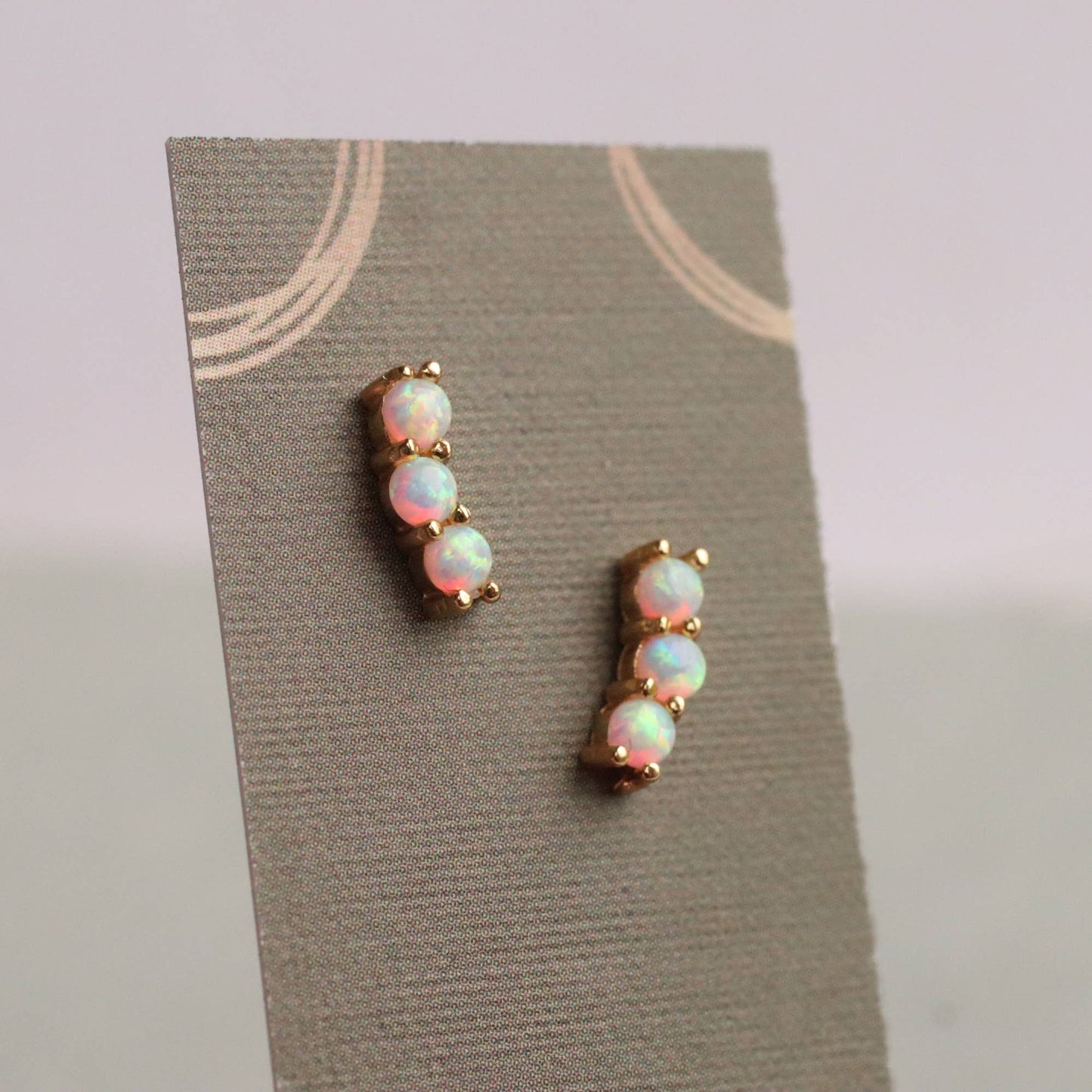 Stacked Opal Stud Earrings