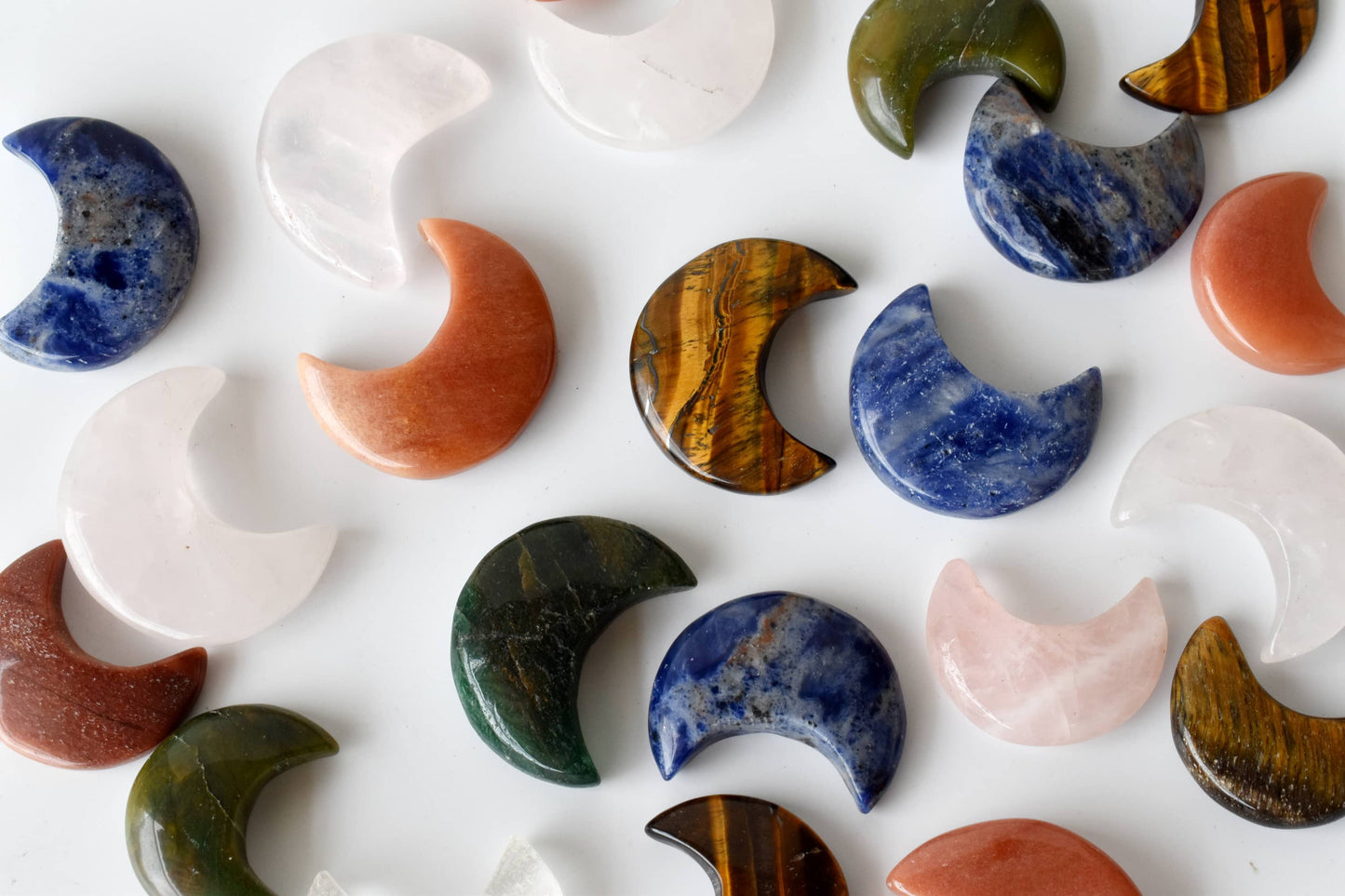 Polished Crystal Moons | Hand Carved | Crescent Moon Shape