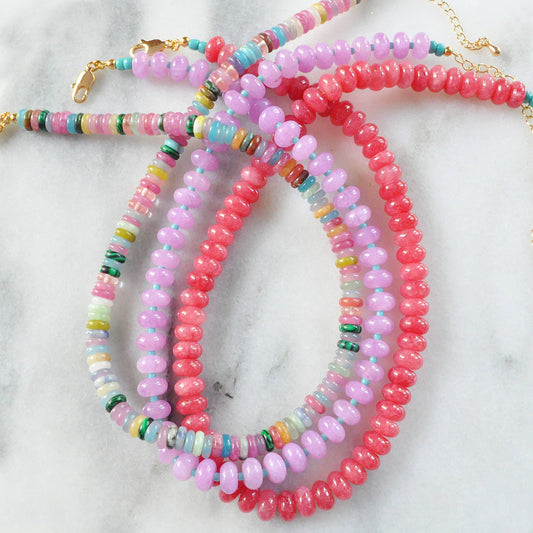 Gemstone Juice Necklaces with Dyed Jade Beads