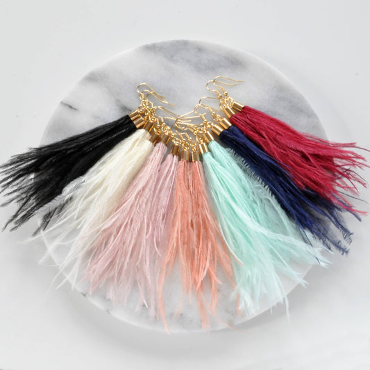 Ostrich Feather Earrings