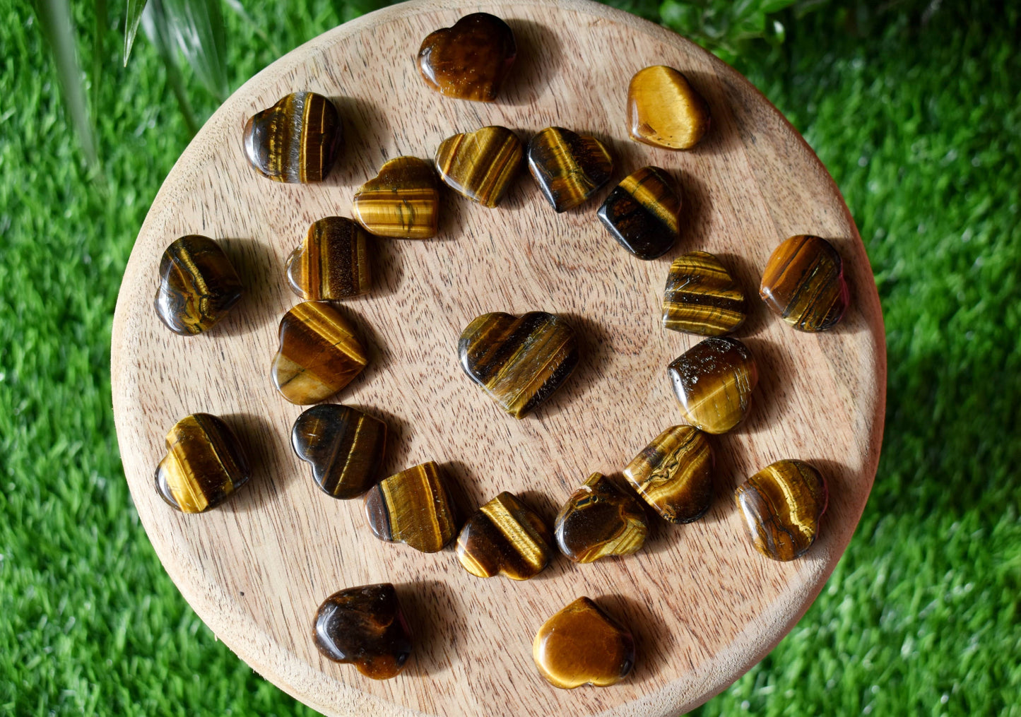 Tiger Eye for Grounding and Protection Puffy Mini Heart Crystal Pendant