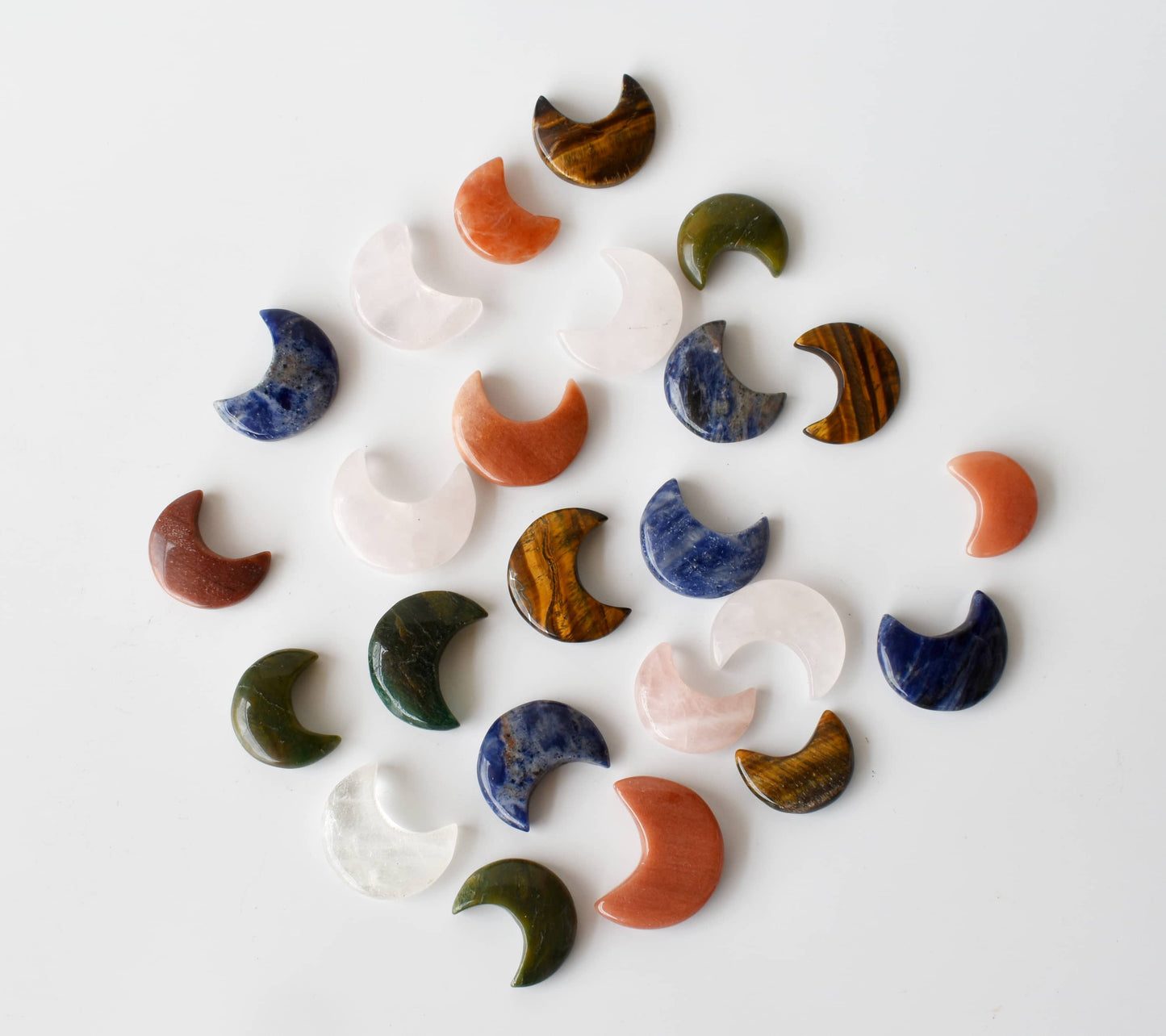 Polished Crystal Moons | Hand Carved | Crescent Moon Shape