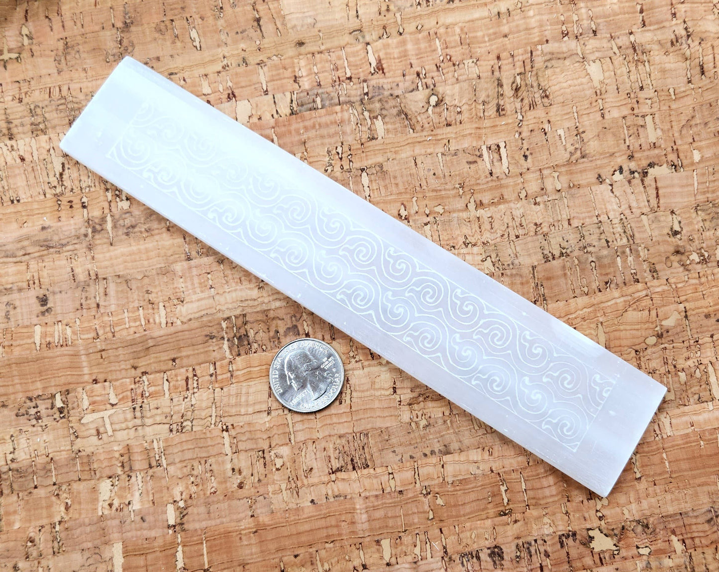 Selenite Charging Bar/Plate - Engraved w/Swirls-Approx. 20cm