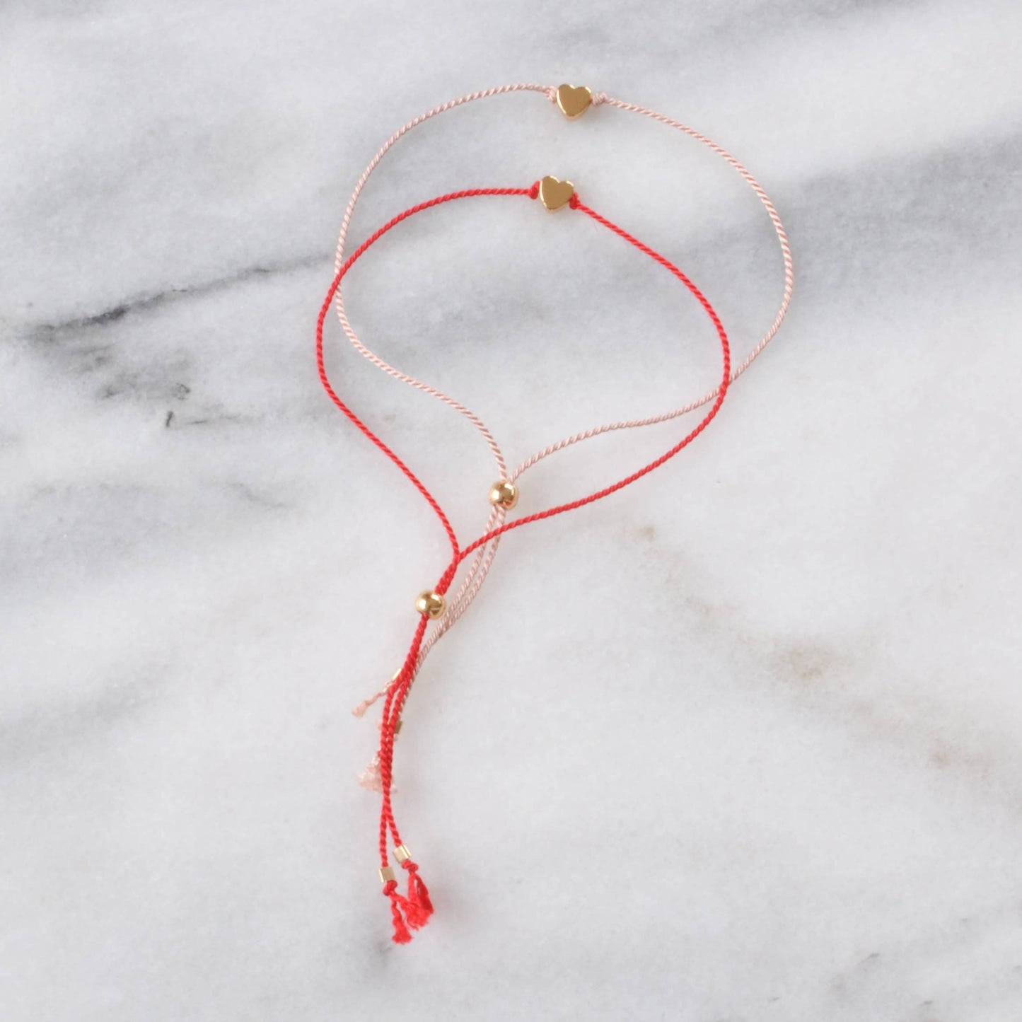 Delicate Valentine String Bracelets with Heart Charm