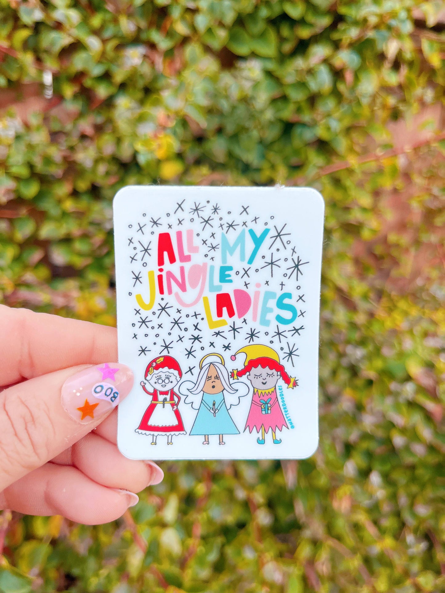 All My Jingle Ladies Mrs. Claus Angel Elf Christmas Sticker