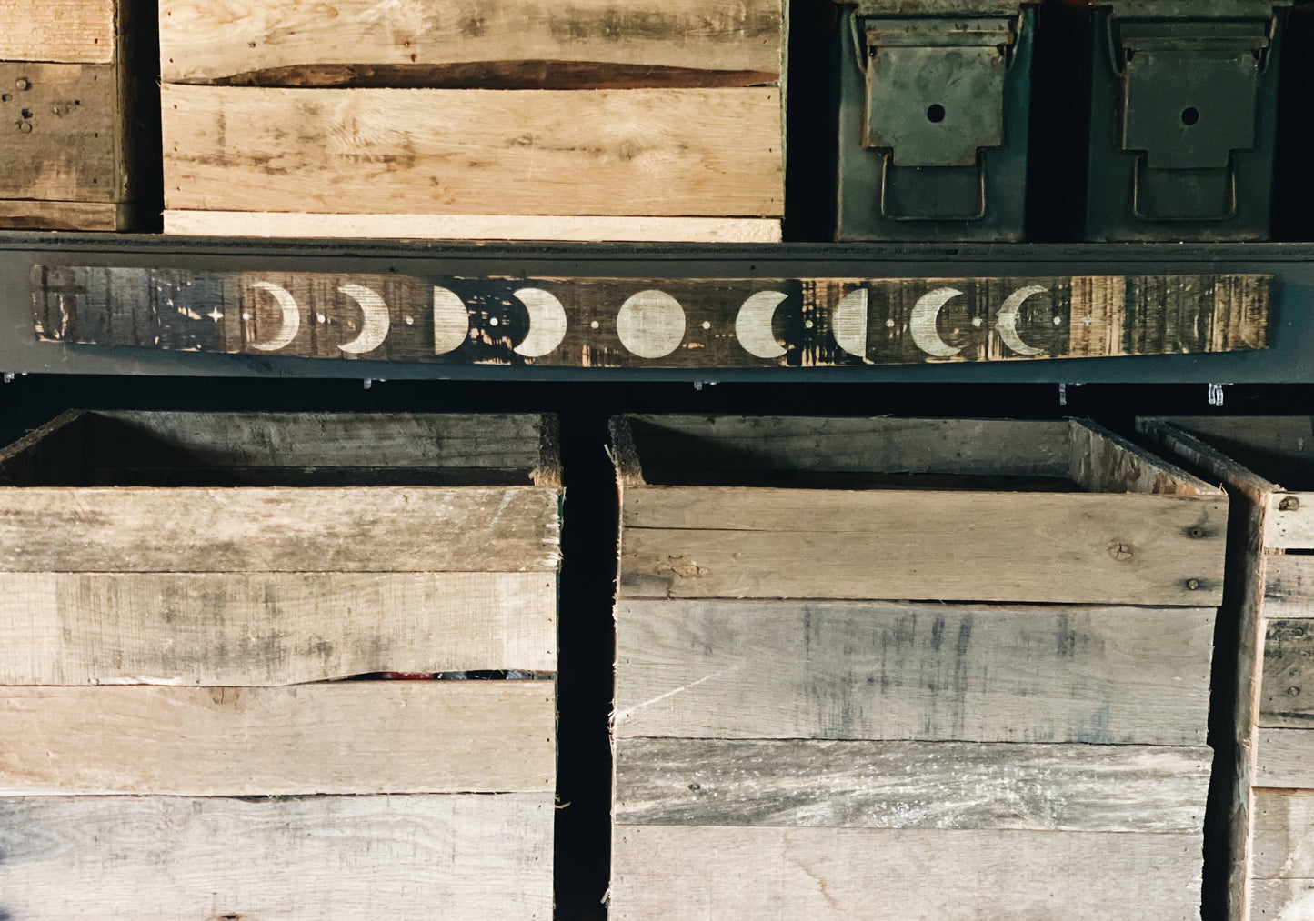 Whiskey Stave Sign // Moon Phase // Engraved Wood