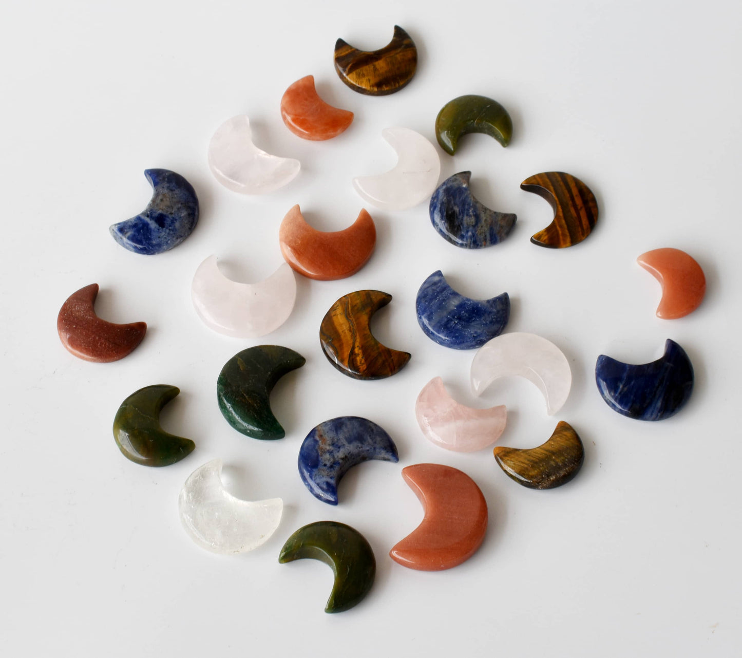 Polished Crystal Moons | Hand Carved | Crescent Moon Shape