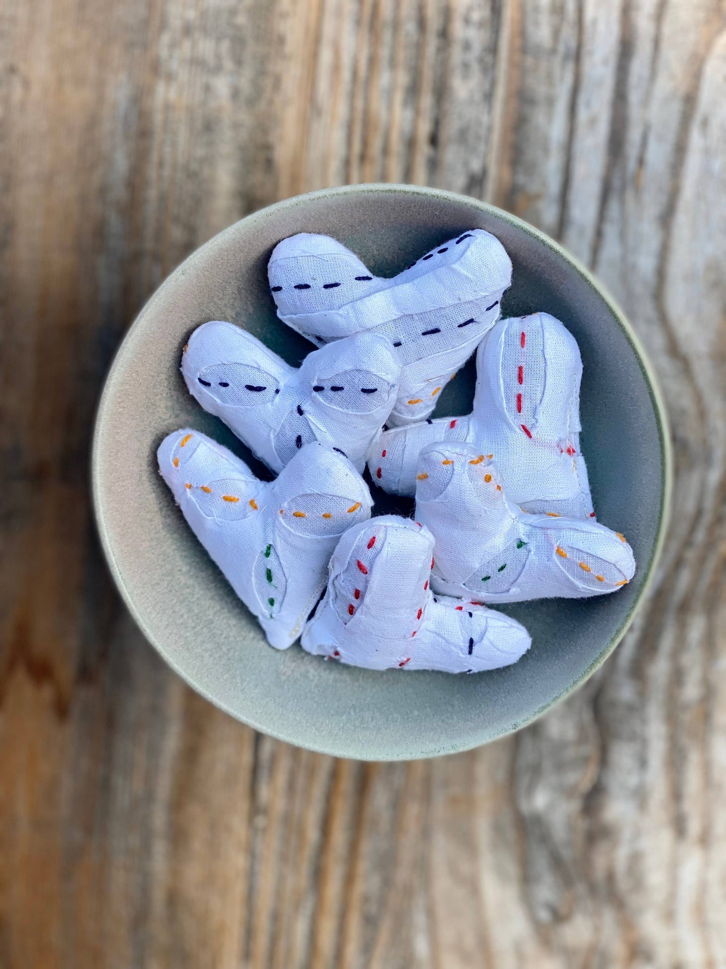 Mini White Print Lavender Heart Sachets Assortment