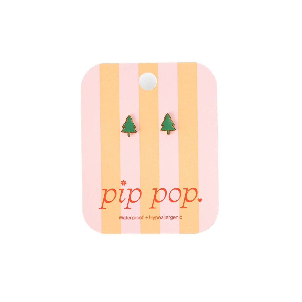 Christmas Tree Stud Earrings - Hypoallergenic, Flat Back,