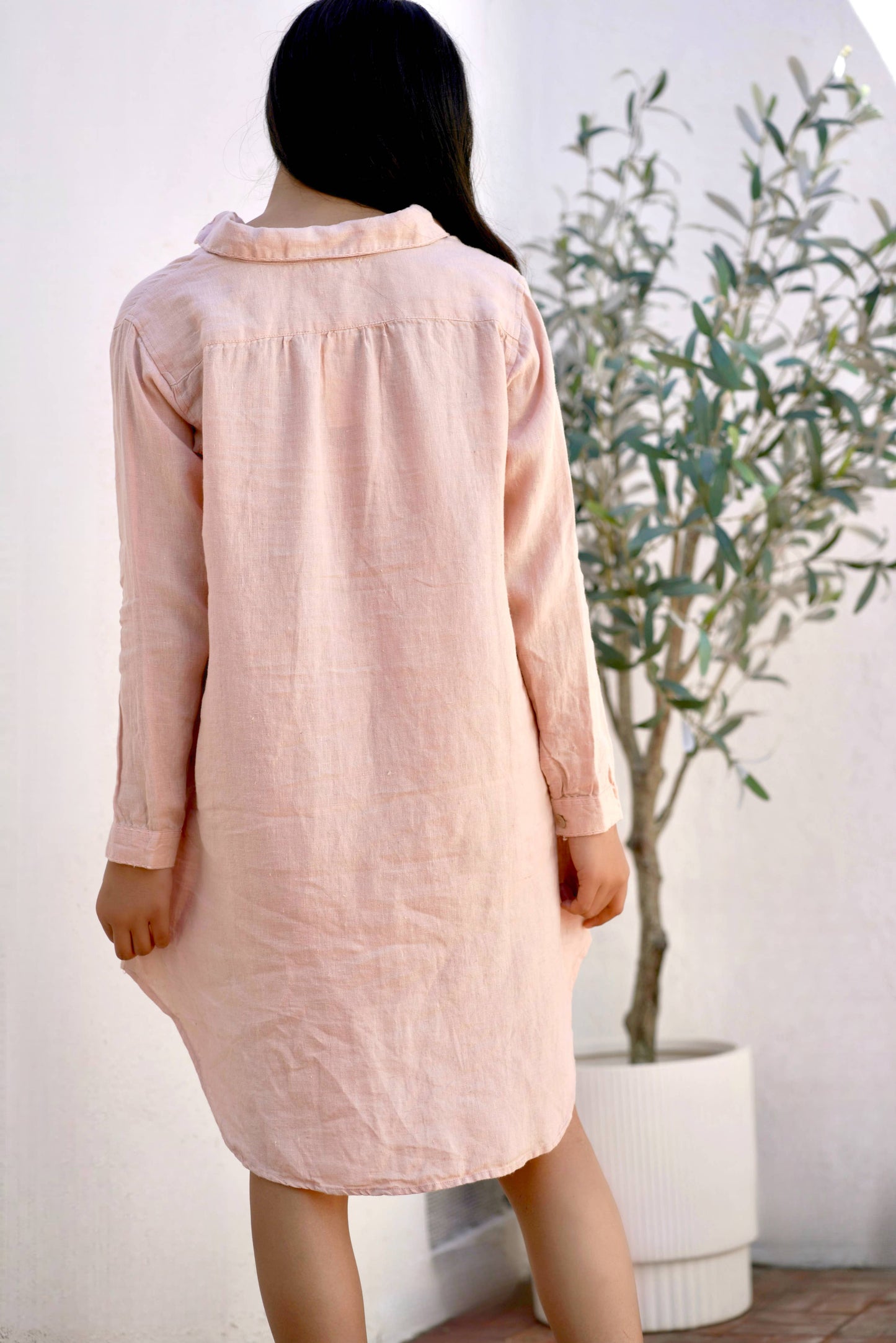 Simone Linen Tunic Dress Blush 