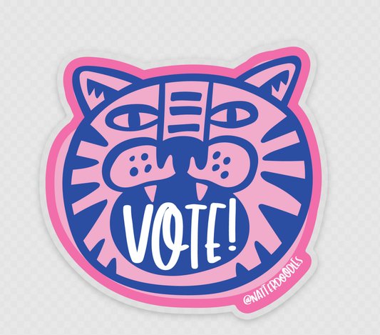 VOTE! Fiercely Tiger Waterproof Election Voting Sticker