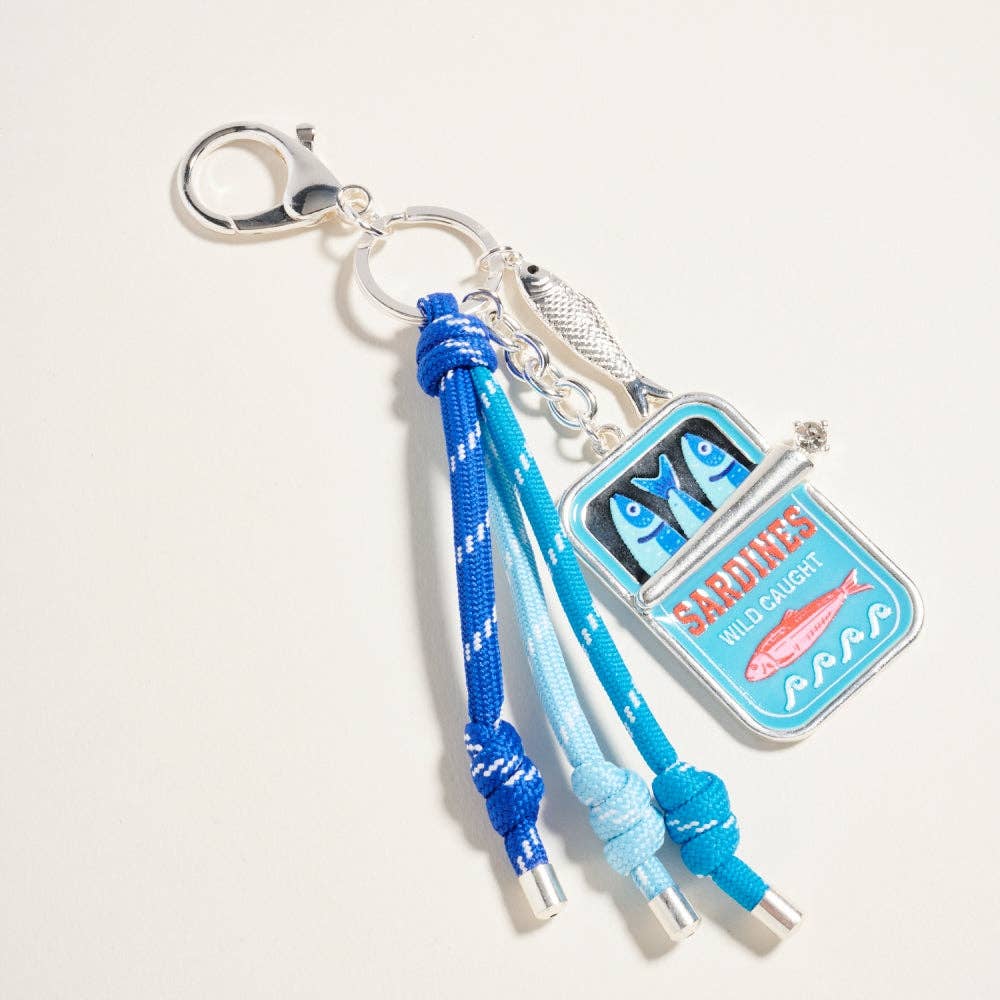 Canned Sardines Fish Cord Keychain Bag Charm