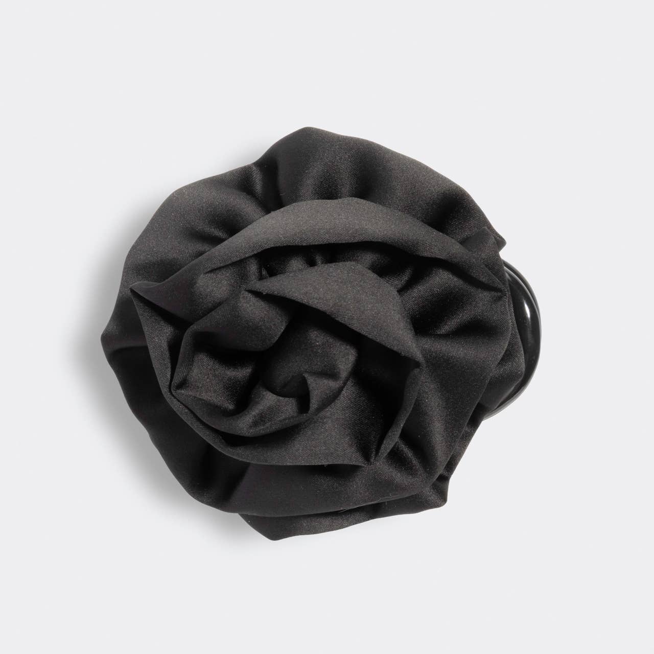 Satin Rosette Medium Flat Cloud Clip - Black