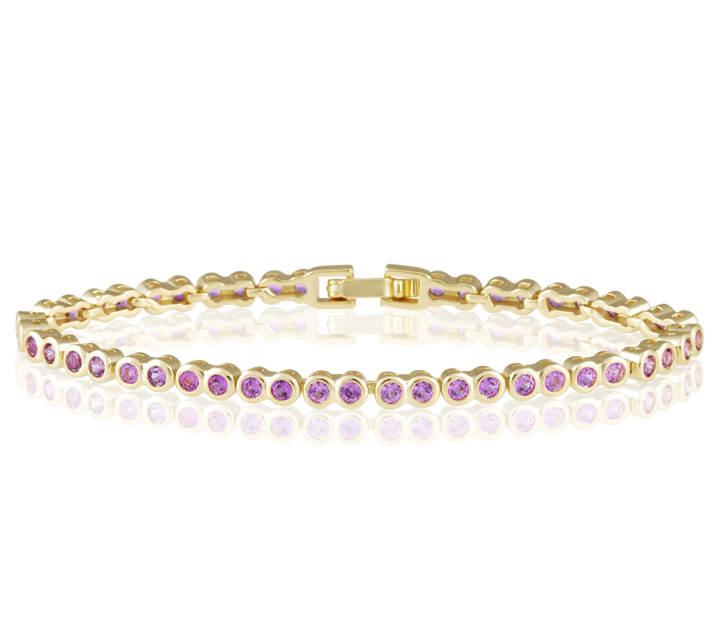 Bezel Tennis Bracelet- Pink