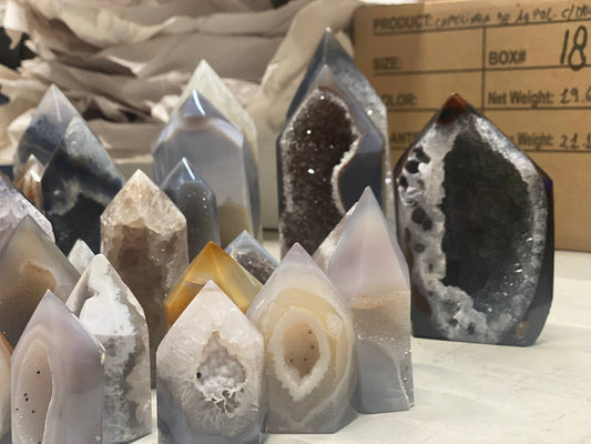 Agate Gemstone Semi-Precious Polished Druzy Towers