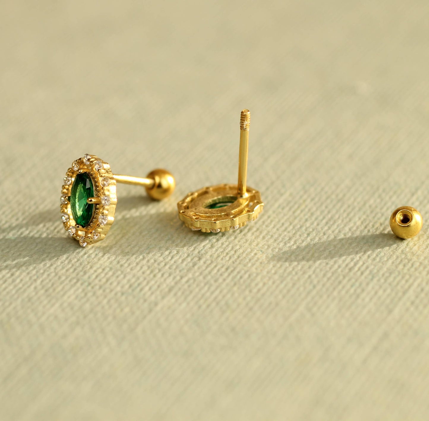 Emerald Queen Oval Jewel Stud Earrings