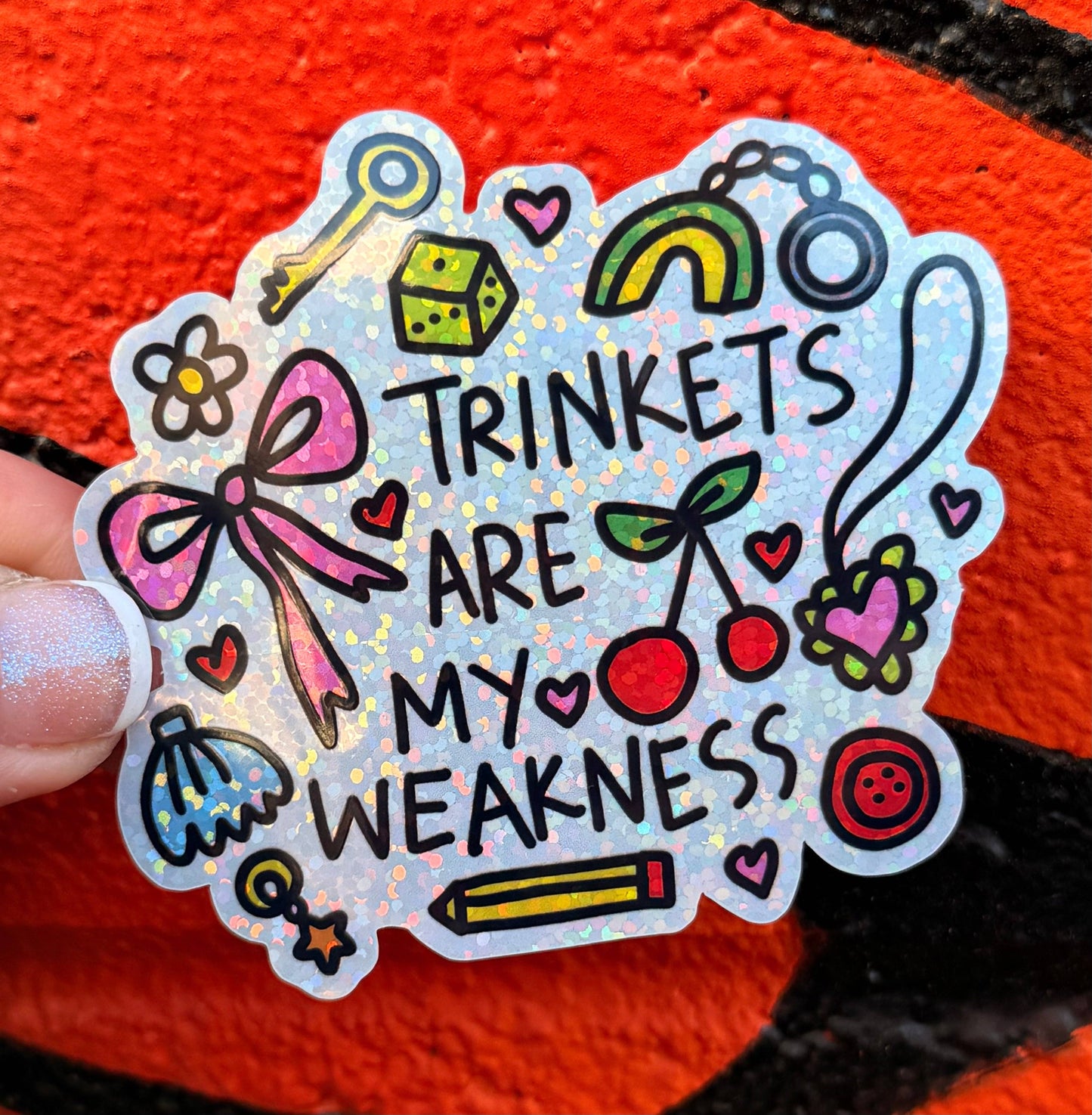 Trinkets Are My Weakness Pixie Glitter Sticker