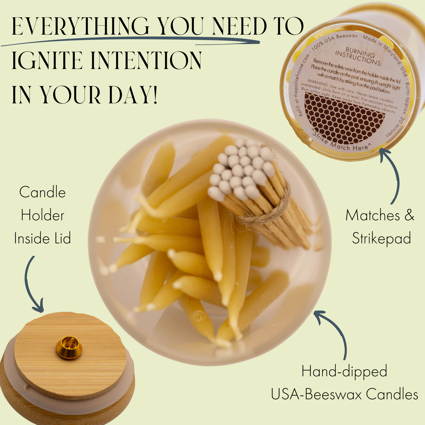 20 Minute Mindful Meditation Beeswax Candle Set