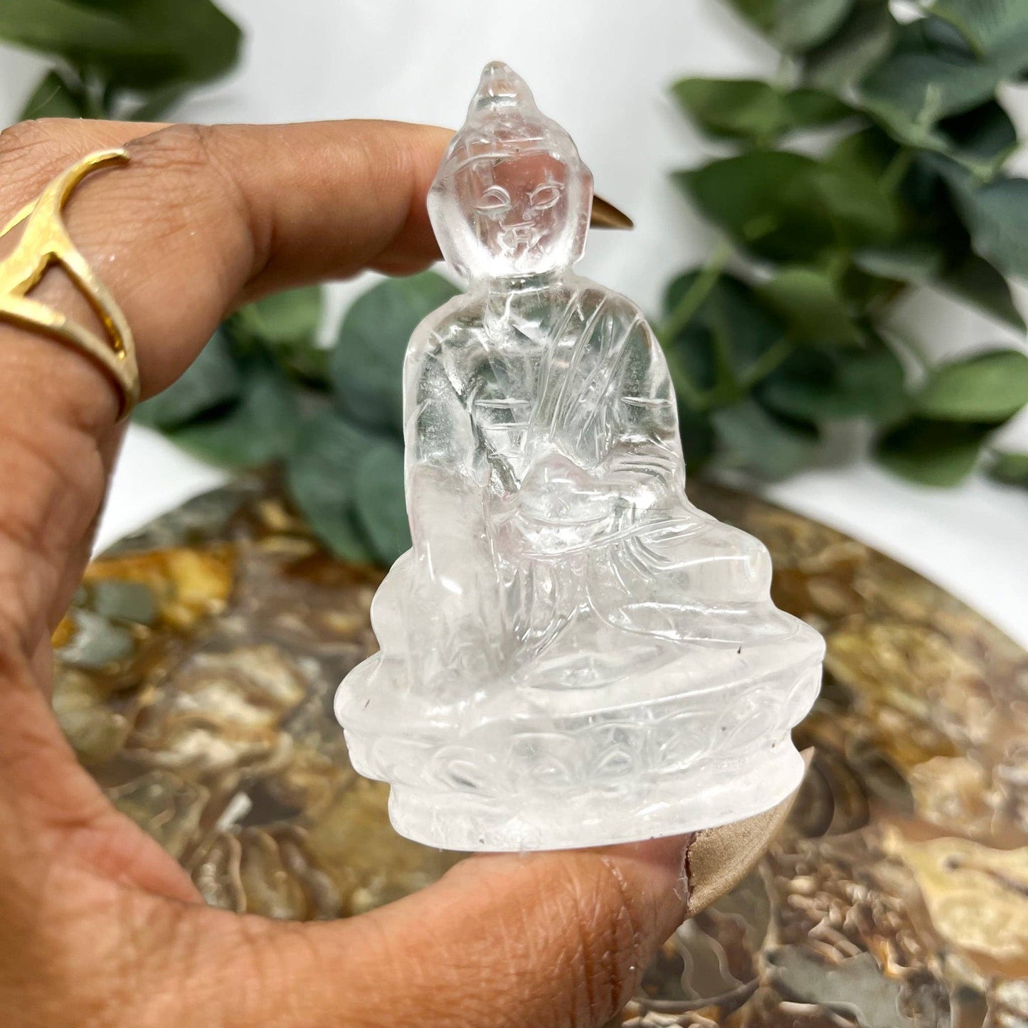 Clear Quartz Buddha Carving
