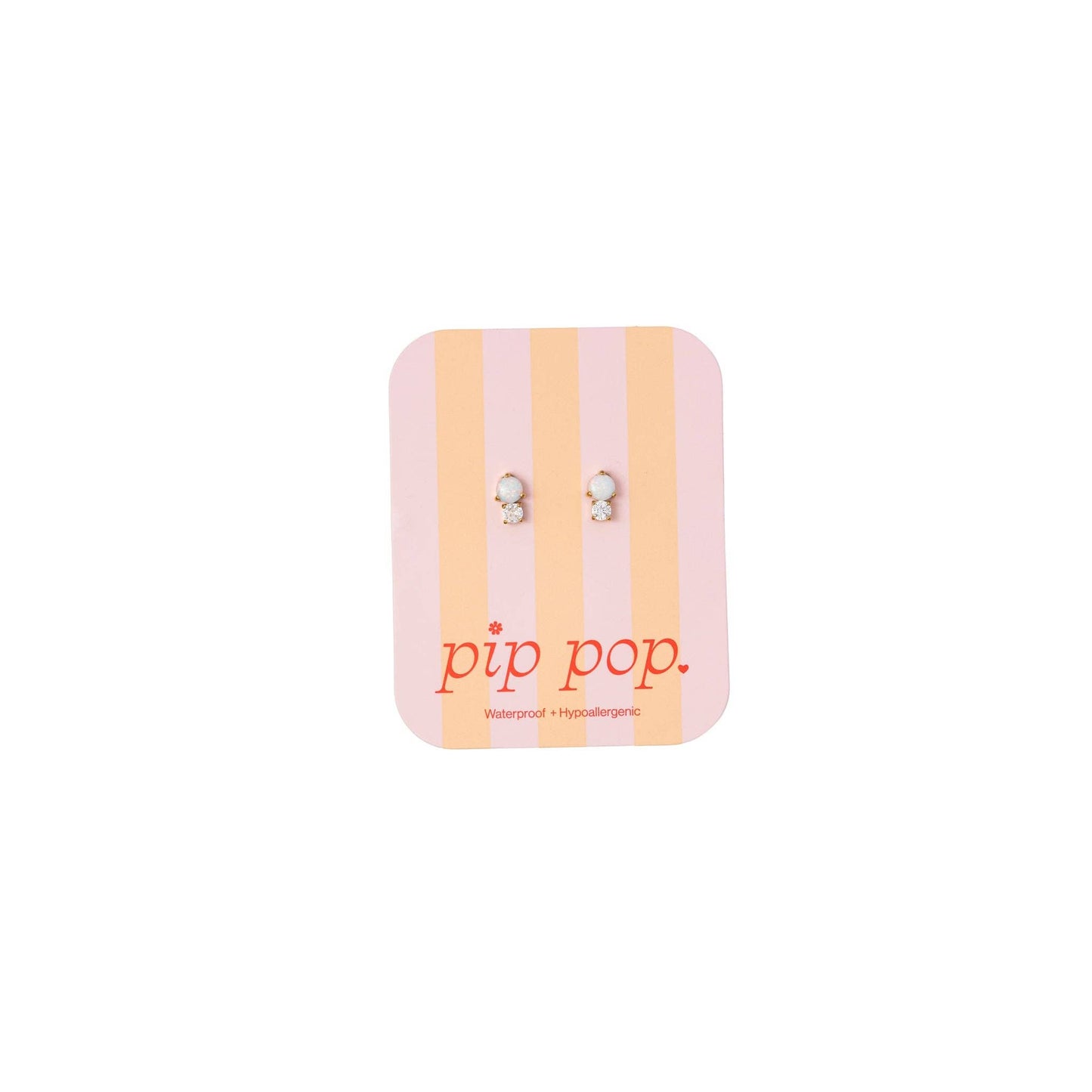 Opal Dual Stud Earrings - Hypoallergenic, Flat Back, Girl