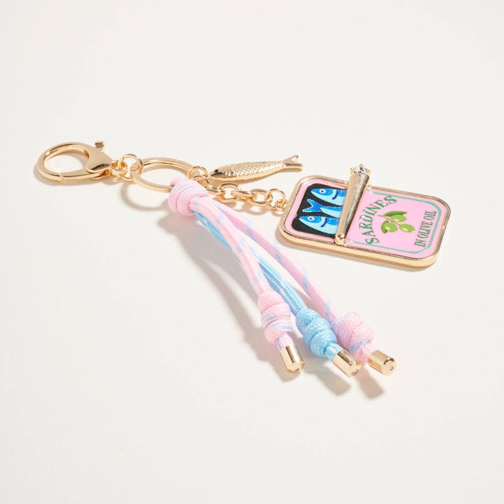 Canned Sardines Fish Cord Keychain Bag Charm