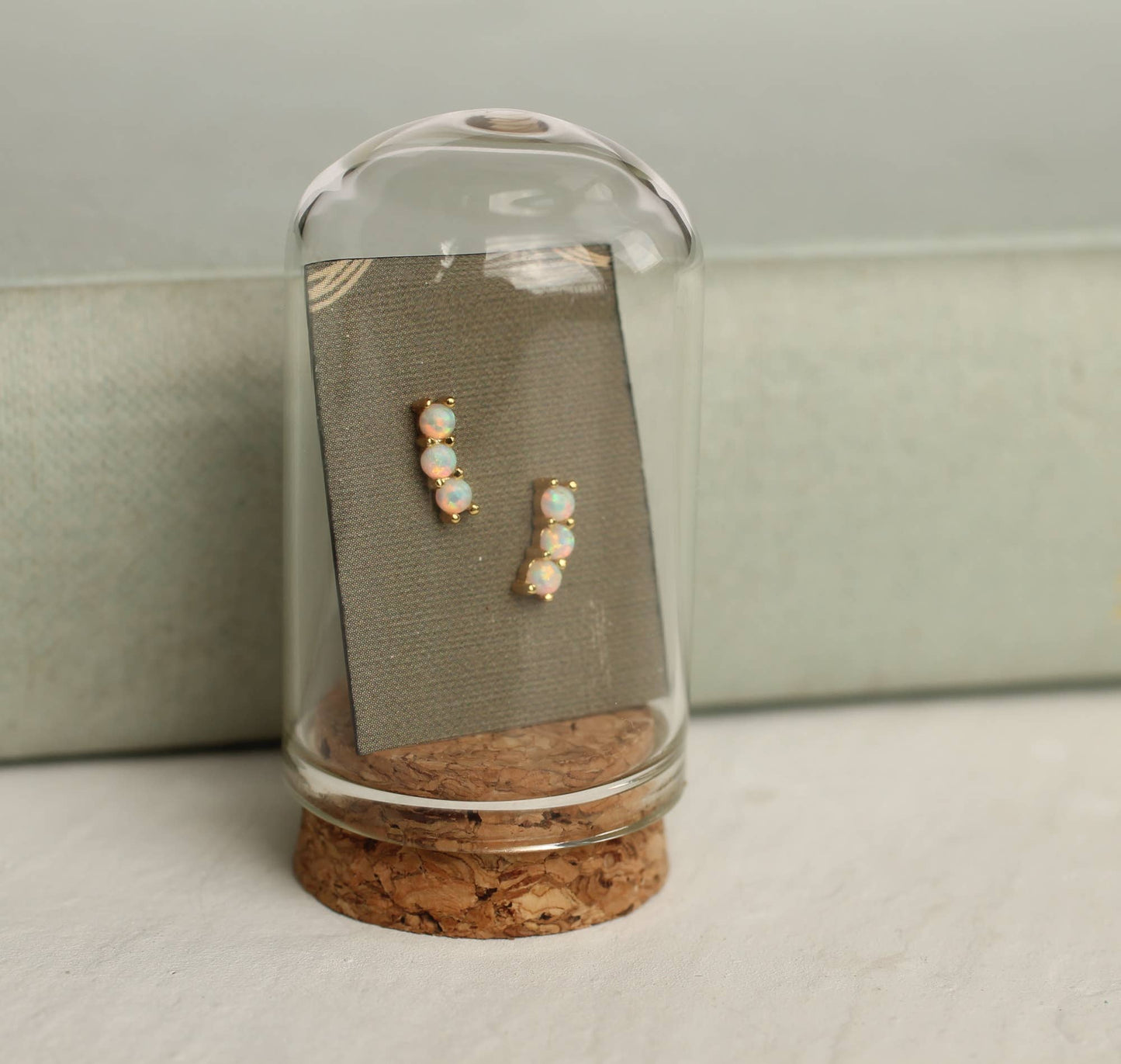 Stacked Opal Stud Earrings