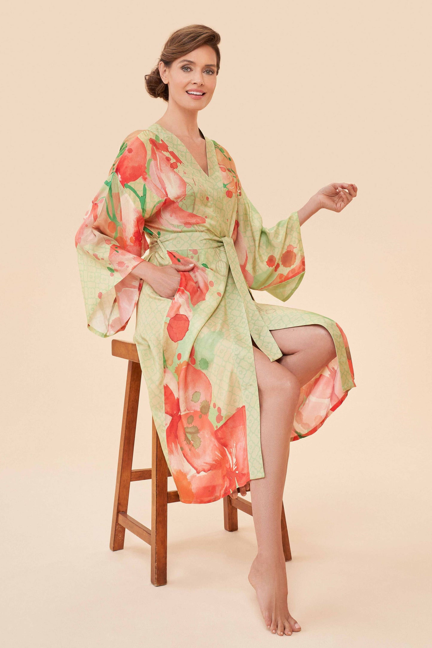 Watercolour Orchids Kimono Gown