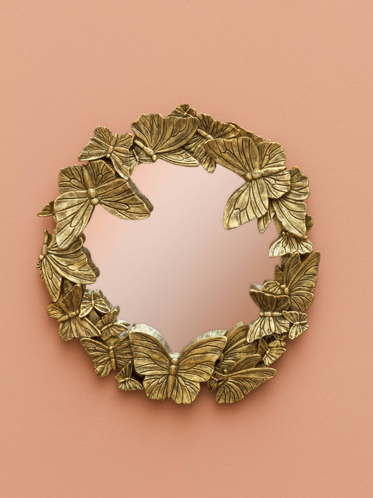 Mirror With Antique Gold Butterflies