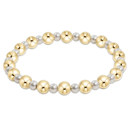 Pearl Grateful Pattern 4mm Bead Bracelet-6mm Gold