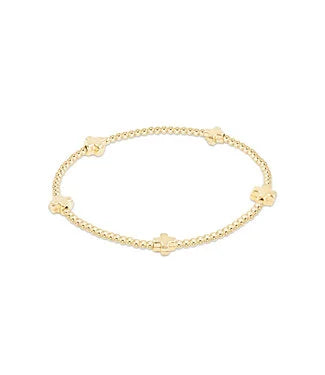 2mm Signature Small Cross Gold Pattern Bead Bracelet