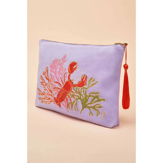 Lobster Buddies Zip Pouch Lavender Velvet