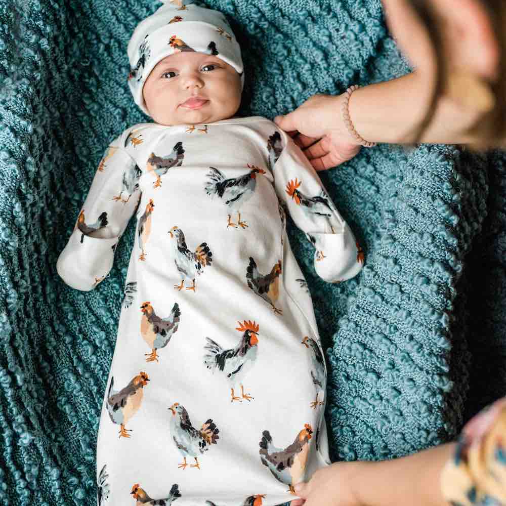 Bamboo Newborn Gown & Hat Sets Multiple Patterns