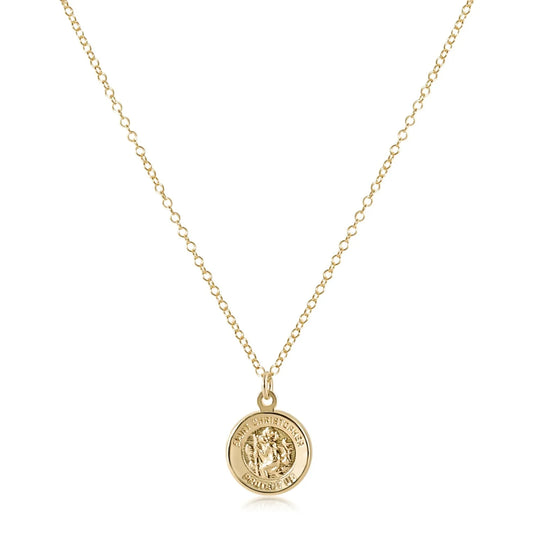 16" necklace gold - protection gold disc