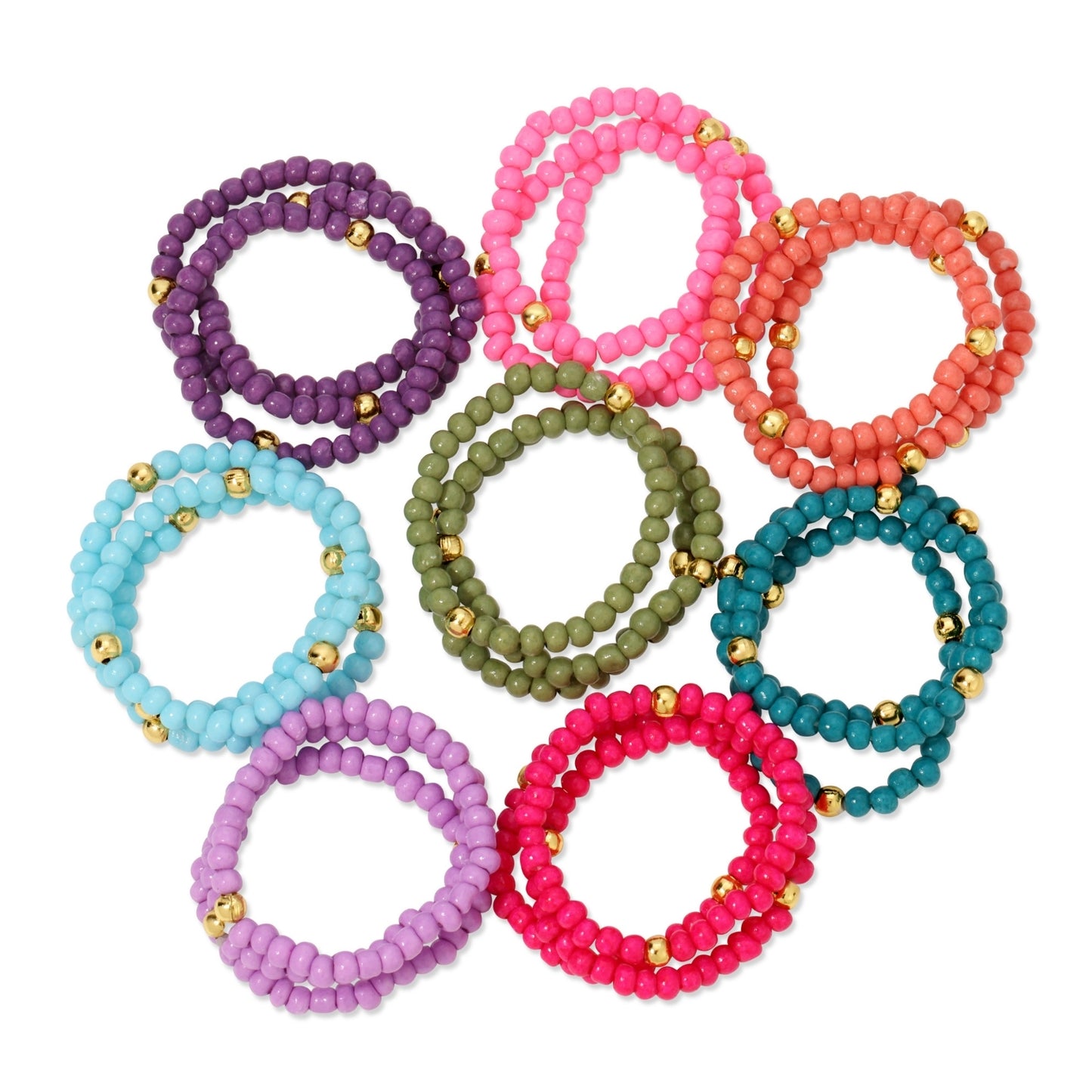 Rings Assorted 2mm Stretch Seed Bead Rings