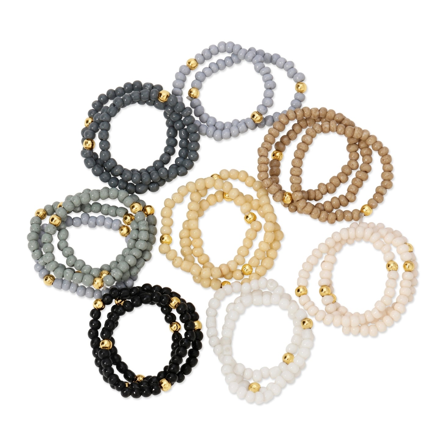 Rings Assorted 2mm Stretch Seed Bead Rings